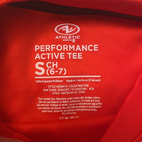 Red Basketball Performance Active Tee Size 6/7 - Picture 2 of 3